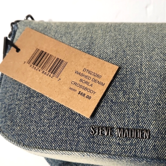 Steve Madden Washed Denim Rose Floral Crossbody Purse - Picture 4 of 14